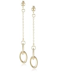 14k Italian Yellow Gold Polished Oval Link Drop Earrings