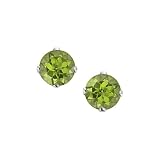 14K White Gold Prong Set 3 MM Peridot Earring Studs