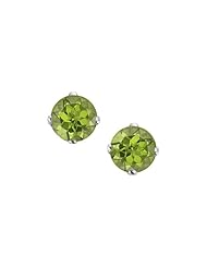 14K White Gold Prong Set 5 MM Natural Peridot Earring Studs