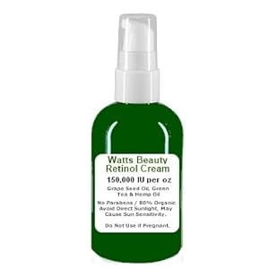 Watts Beauty Retinol Face Cream 1.5% or 150,000IU Per Oz / Helps to Reduce Pores, Age Spots & More