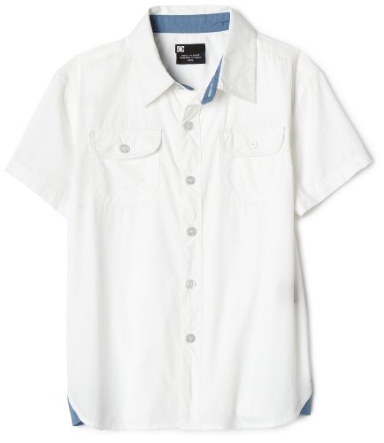 DC Boys 2-7 Caster Short Sleeve Woven, White, Medium (6)