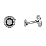 14k White gold Onyx and mother-of-pearl cufflinks. 0.65ct
