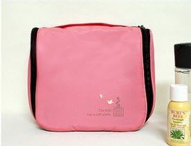Simplelifestyle Waterproof Travel Toiletry Cosmetic Makeup Bathroom Bath Camping Hiking Bag Organizer With Hook -Pink