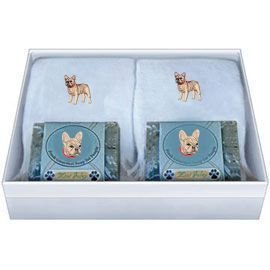 Double Gift Box with French BullDog Soap and Towel