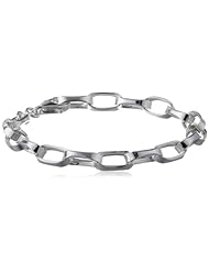 Sterling Silver Squared Oval Chain Bracelet, 7"