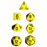Chessex Dice: Polyhedral 7-Die Opaque Dice Set - Yellow with Black