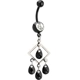BIOPLAST Black HOLLOW DIAMOND CHANDELIER Belly Ring