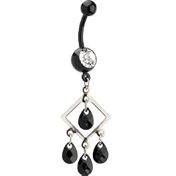 Bioplast Pink Hollow Diamond Shape Chandelier Belly Ring