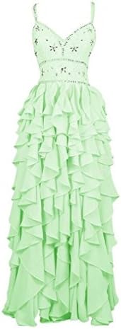 Endofjune Women's Spaghetti Sparkling Formal Prom Dress with Ruffled Layered Skirt US-0 Mint
