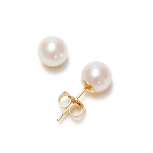 14k Yellow Gold 6-6.5mm AA Akoya Cultured Pearl Earrings Discount