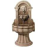 Reconstituted Granite Lion Wall Fountain