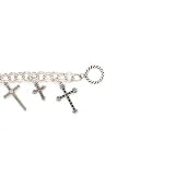 Sterling Silver Cross Theme Charm Bracelet - 7.5''