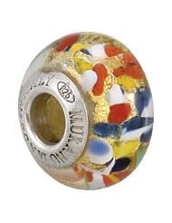 Sterling Silver Kera Bella Viaggio Multi-Color Glass Bead with Aventurina & Gold Foil Fits Pandora