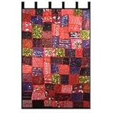 NOVICA Cotton wall hanging, 'Regal Red'