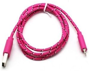 Iphone 8 Pin Charger Cord Extra Long 6 Ft Colored Braided Usb Data Sync Cable Ipad Ipod (Magenta)
