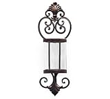 Set Of 2 Fleur-De-Lis Candle Wall Sconce With Glass Insert for Wall And Home Decor