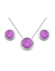 Amethyst Pendant and Stud Earrings Set in Sterling Silver 2.00 CT TGW