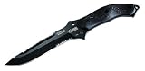 Blackhawk 15NE10BK Night Edge Black Fixed Blade, Combo, Black Handle, Sheath