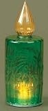 3 'Tis the Season LED Lighted Green Glass Christmas Candle Lamps with Velveteen