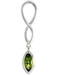 Sterling Silver Infinity Symbol Pendant w/ Natural Peridot, 1 1/2 inch tall