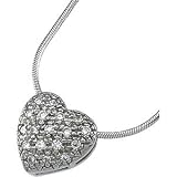 14K White Gold Diamond Heart Pendant Slide On Chain
