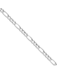 6.00 mm Solid 14K White Gold High Polish Classic 3 + 1 Figaro Link Chain Necklace - 20 inches