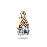14k Rose Gold Oval Genuine Aquamarine Celtic Knot Pendant