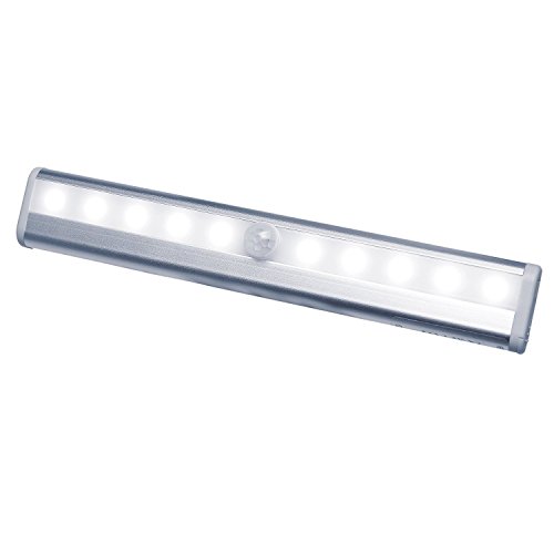 IREALIST DIY Stick-on Anywhere 10 LEDs Wireless Motion Sensing Closet Night Light Bar with Magnetic Strip