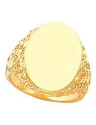 14K Yellow Gold Gents Signet Ring with brushed finish: 19.00X15.00 MM