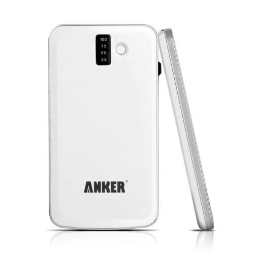 Anker® SlimTalk 3200mAh Portable Power Bank Backup External Battery Charger with Embedded Micro-USB and Flashlight for Apple: iPhone 5 4S 4 3GS, iPod (OEM CABLE REQUIRED for Apple); Android Phones: Samsung Galaxy S4, Galaxy S3, Galaxy S2, Galaxy Nexus, Galaxy Note / HTC One X One S Sensation, EVO, ThunderBolt / Motorola Droid Razr / Nokia N9 Lumia 800 900 / Blackberry Z10 / Sony Xperia Z - White [Ultra Slim 0.4 Inch Profile]