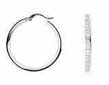 Image of 9ct White Gold 25mm Cubic Zirconia Hoop Creole Earrings