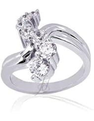 1 Ct Round Cut Diamond Open Intertwined Fashion Ring 14K WHITE GOLD SI2-H