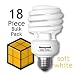 Honeywell 23 Watt Soft White T2 Mini Spiral, 18 pc Bulk Pack CFL Light Bulbs