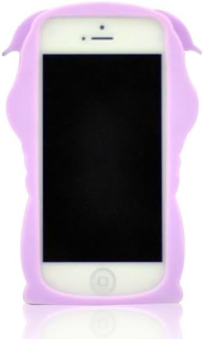 FLG 3D Cute Cartoon Shar Pei Dog Soft Silicone Case Cover Compatible for Apple Iphone 4/4g/4S(Light Purple)