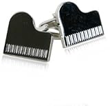 Silver Grand Piano Cufflinks with Enamel Keys with Presentation Box