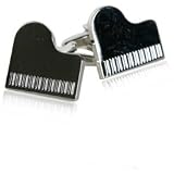 Buy Silver Grand Piano Cufflinks with Enamel Keys with Presentation Box by Cuff-Daddy