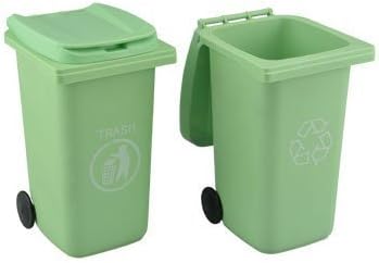 Mini Wheelie Bin Desk Clean Office Desktop Stationery Organiser Pen Pencil Holder (GREEN)