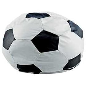 Faux Leather Black & White Football Bean Bag Chair