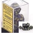 Chessex Dice: Polyhedral 7-Die Vortex Dice Set - Black w/yellow