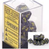 Chessex Dice: Polyhedral 7-Die Vortex Dice Set - Black w/yellow