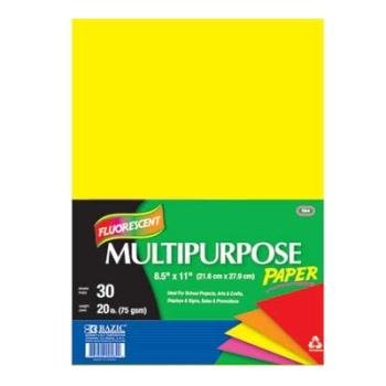 BAZIC Neon Color Multipurpose Paper, Assorted, 50 Ct.