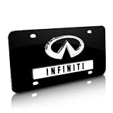 Infiniti Chrome Logo and Name on Black Metal License Plate by Infiniti
