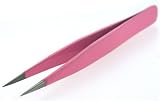 TWEEZERS-FINE POINT Solid/Classic design EYEBROW + SPLINTER - PINK