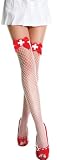 Music Legs White Nurse Costume Red Bow Fishnet Thigh High Stocking