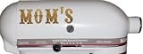 Gold Leaf monogram Letter Decal Sticker Mixer cover Kit designed to fit all KitchenAid stand mixers, including Pro 600, Artisan, Ultra Power, 4, 5, 6 qt quart mixers, without accessory interference to give them an antique Fireman Fire House look.