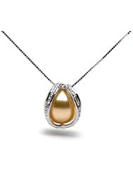 AAA Quality, 11.0-12.0 mm, Purity Collection Golden South Sea Pearl & Diamond Pendant