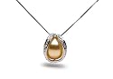 AAA Quality, 11.5-12.0 mm, Purity Collection Golden South Sea Pearl & Diamond Pendant