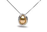 AAA Quality, 11.5-12.0 mm, Purity Collection Golden South Sea Pearl & Diamond Pendant