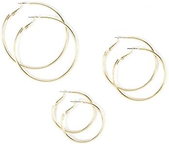 Icing Womens Small, Medium and Large Hoop Earrings Set of 3