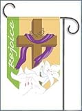 Rejoice Easter Cross Garden Flag 12.5